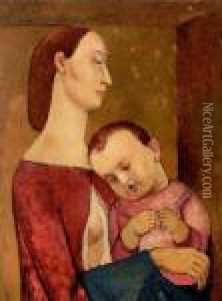 Mutter Mit Kind Oil Painting - Johann Robert Schuerch
