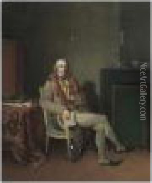 Portrait D'homme Assis Dans Un Interieur Lisant La Gazette Nationale Oil Painting - Henri Nicolas Van Gorp