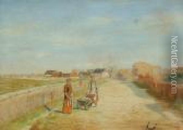 On The Road To The Village Oil Painting - Ivan Pavlovich Pokhitonov