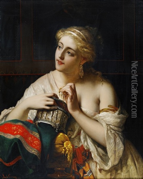 The Jewellery Box Oil Painting - Pierre Olivier Joseph Coomans