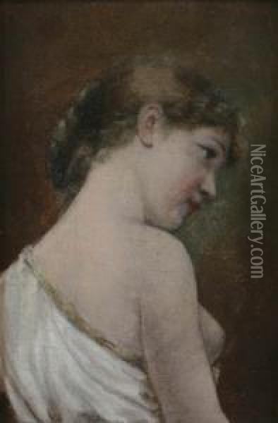 Bust Of A Girl Oil Painting - Josef Zenisek