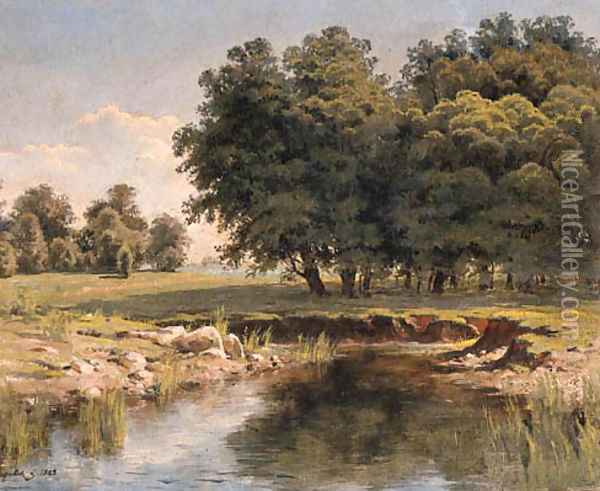 Landscape with a River Oil Painting - Nikolai L'vovich Skadovskii