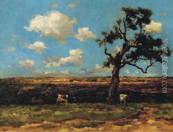 Cows In A Summer Meadow Oil Painting - Willem de Zwart