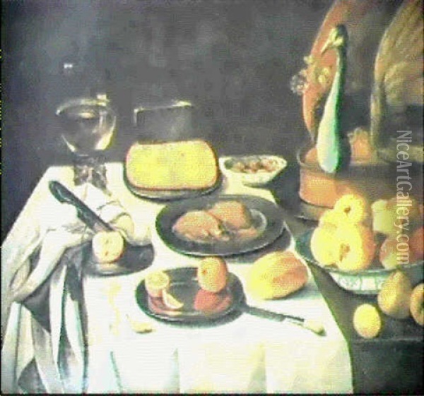 Stilleben Med Pafagelspaj Oil Painting - Floris Claesz van Dyck