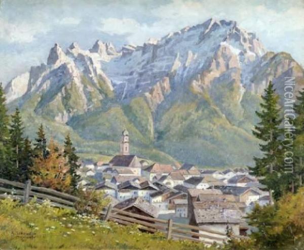 Mittenwald Oil Painting - Albert Friedrich Schroder