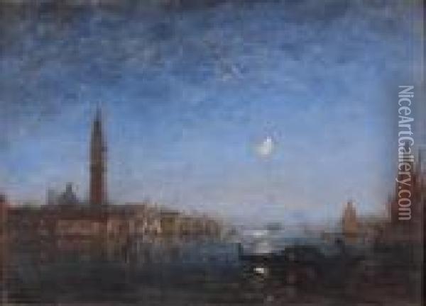 Clair De Lune Sur Le Bassin De Saint-marc A Venise Oil Painting - Felix Ziem