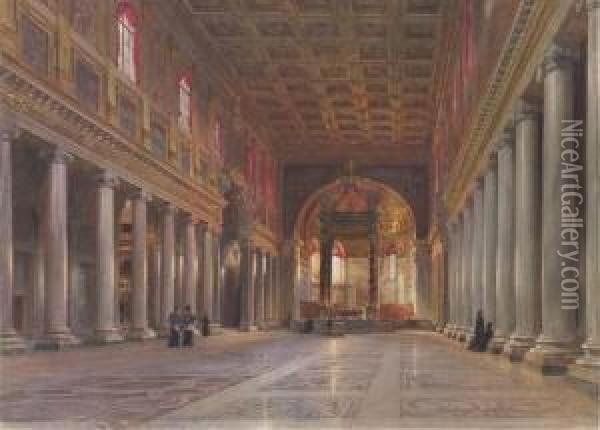 The Interior Of The Basilica Of Santa Maria Maggiore, Rome Oil Painting - Ludwig Passini