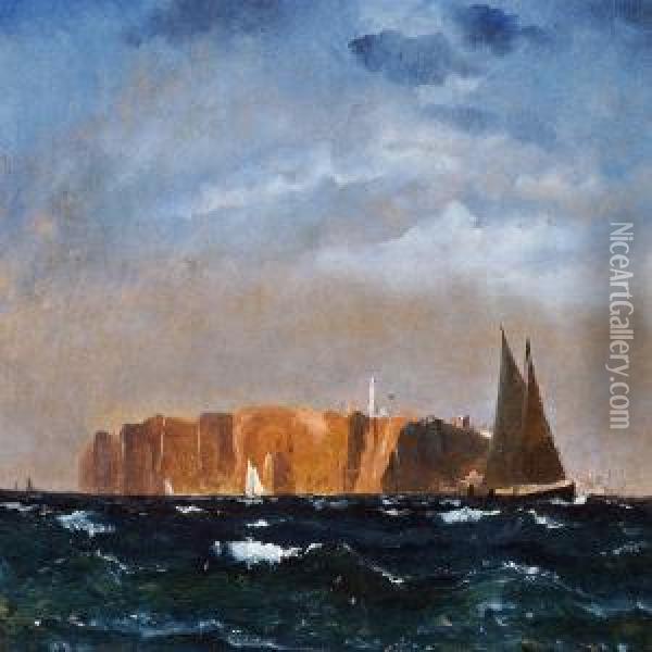 Ships Off The Coast Of Helgoland Oil Painting - C. F. Sorensen
