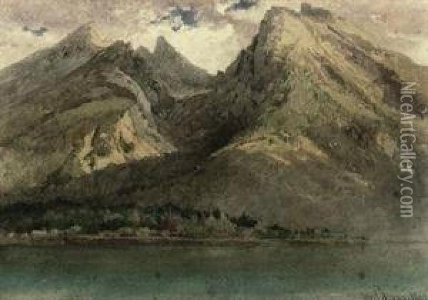 An Alpine Lake Oil Painting - Carl Haag