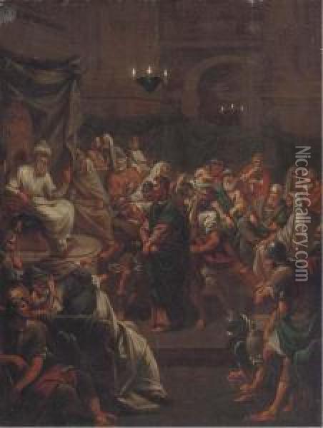 Christ Before Pontius Pilate Oil Painting - Jean-baptiste Jouvenet