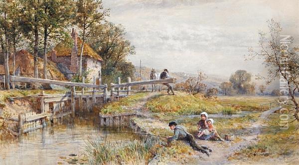 Fishing By The Lock Oil Painting - William Stephen Coleman