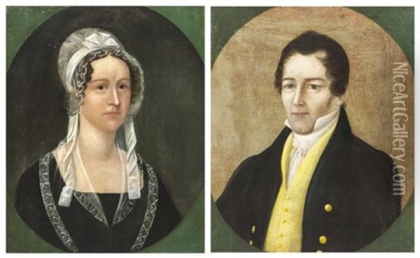 Mr. And Mrs. Hilmer Schumacher (a Pair Of Works) Oil Painting - Joshua Johnson