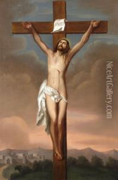 Krisztus A Kereszten Oil Painting - J. Ferenc, Franz Mucke