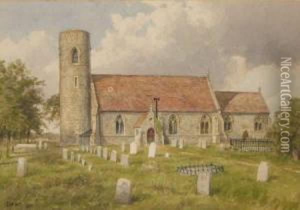 All Saints Church Belton Oil Painting - Charles Harmony Harrison