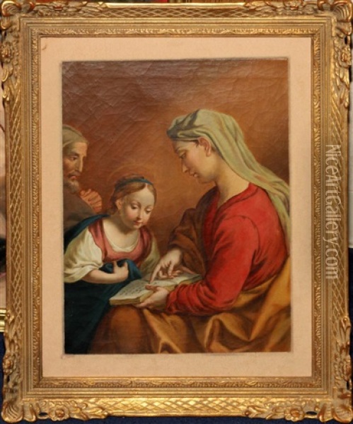 St. Anne Teaching Mary To Read Oil Painting - Johann Baptist Dallinger von Dalling the Younger