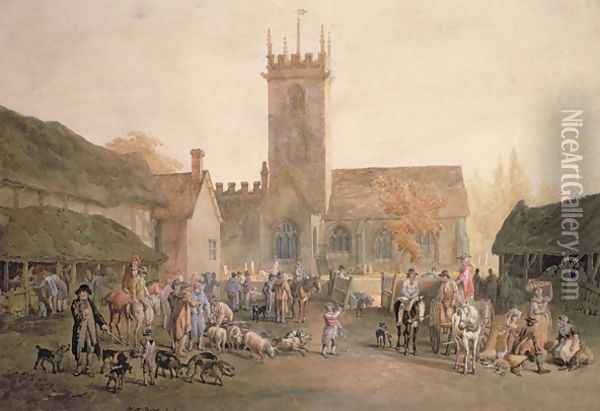 Bedford Pig Market Oil Painting - William Henry Pyne