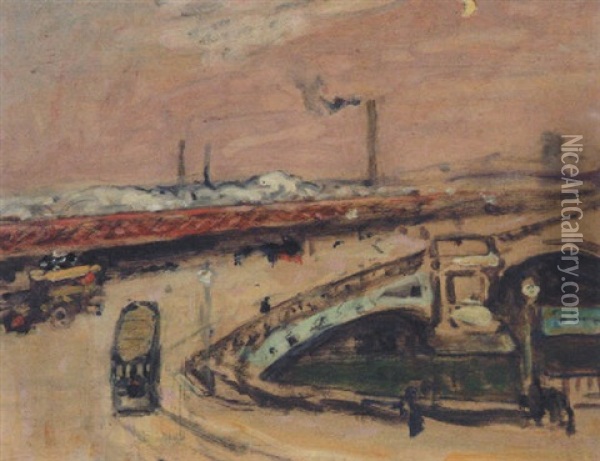 A Bridge In London Oil Painting - James Wilson Morrice