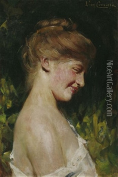 Brustportrat Einer Jungen Dame In Leichtem Gewand Oil Painting - Leon Francois Comerre
