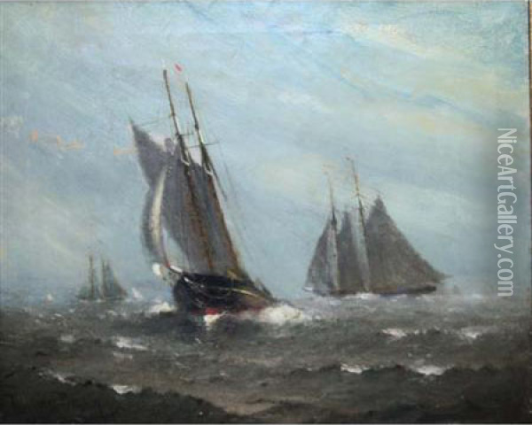 Ships At Sea Oil Painting - Marshall Johnson