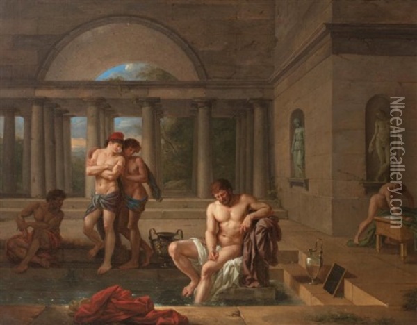 Archimede Sortant Du Bain Oil Painting - Jean Jacques Lagrenee the Younger