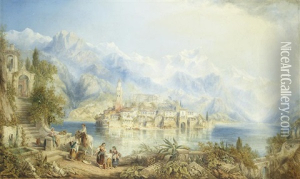 A View Of The Italian Lakes Oil Painting - John Bell