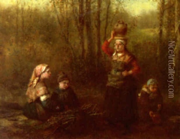 The Wood Gatherers Oil Painting - George Henry Boughton