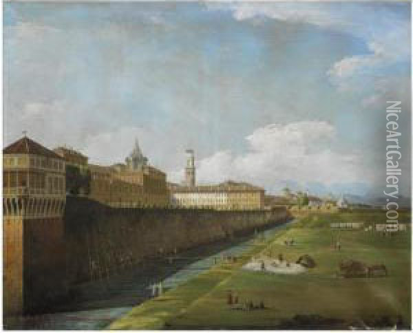 Turin, A View Of The Palazzo Reale Oil Painting - Bernardo Bellotto