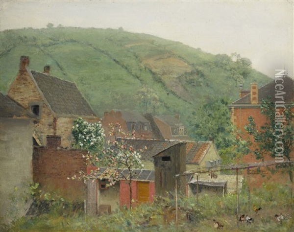 The Walloon Village Of Jupille Oil Painting - Ivan Pavlovich Pokhitonov
