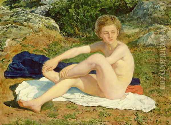 A Naked Boy Oil Painting - Alexander Ivanov