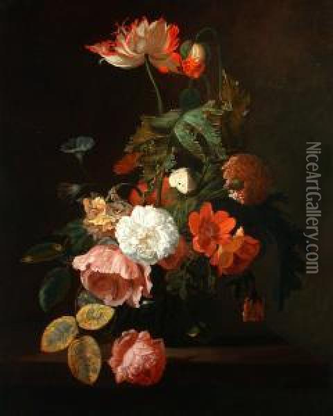 Blumen In Einer Vase Oil Painting - Simon Pietersz. Verelst