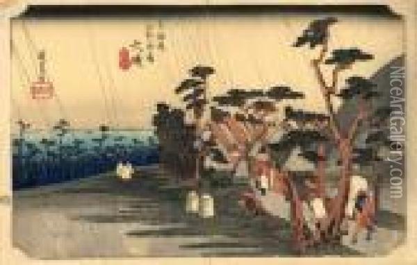 Les 53 Stations Du Tokaido, Oiso, Tora-ga-ame Oil Painting - Utagawa or Ando Hiroshige
