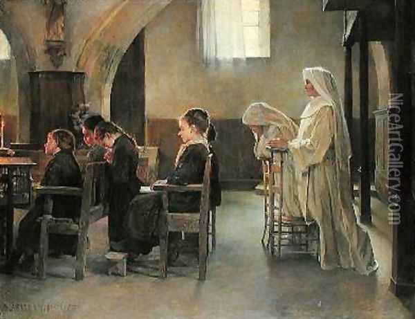 The Eve of the First Communion Oil Painting - Henri Alphonse Laurent-Desrousseaux