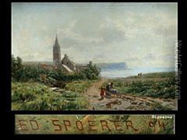 Frau Mit Karren Und Kind Oil Painting - Eduard Spoerer
