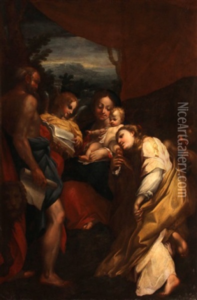 Madonna And Child With Saints Jerome And Mary Magdalen (the Day) Oil Painting -  Correggio