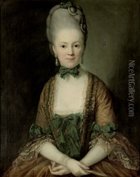 Portrait Der Henriette Caroline Von Carlowitz, Geb. Von Rechenberg Oil Painting - Anton Graff