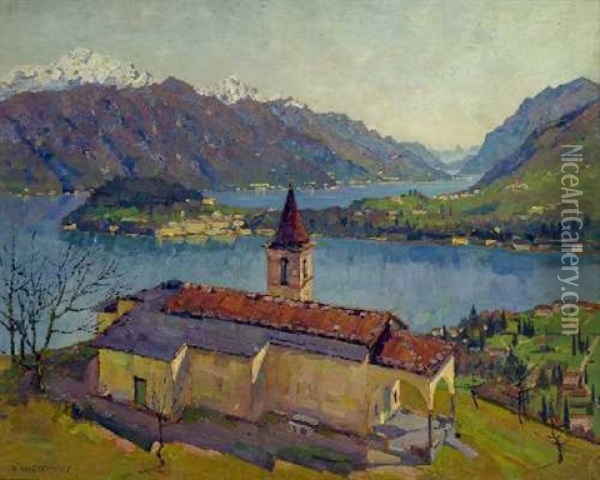 Blick Auf Bellagio Comersee Oil Painting - Siegfried Mackowsky