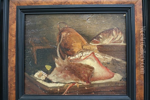 Nature Morte Aux Raies Et Esquisse De Nature Morte (recto-verso) Oil Painting - James Ensor