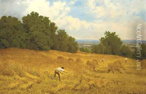 Harvesting, Surrey Oil Painting - John Clayton Adams