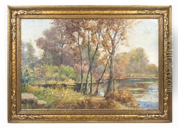 Autumn Landscape Oil Painting - Antoinette DeForest Merwin