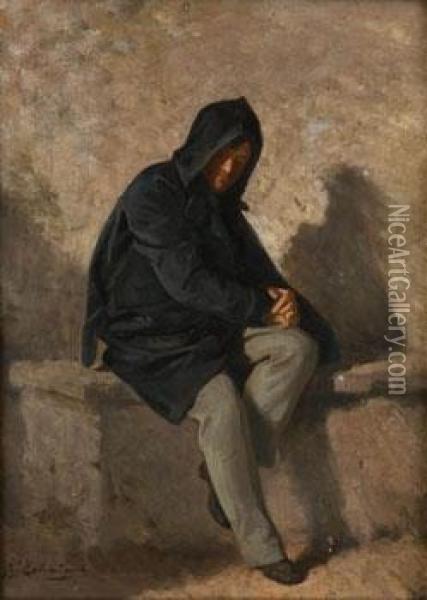Uomo Con Mantello Oil Painting - Bernardo Celentano