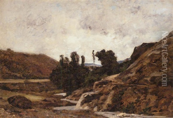 View Outside Optevoz (isere) Oil Painting - Karl Pierre Daubigny