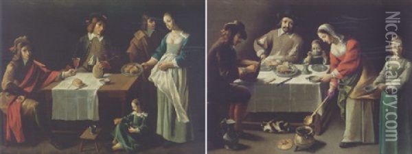 Le Repas De Famille: Allegorie Du Pain Oil Painting -  Master of the Games [Maitre des Jeux]