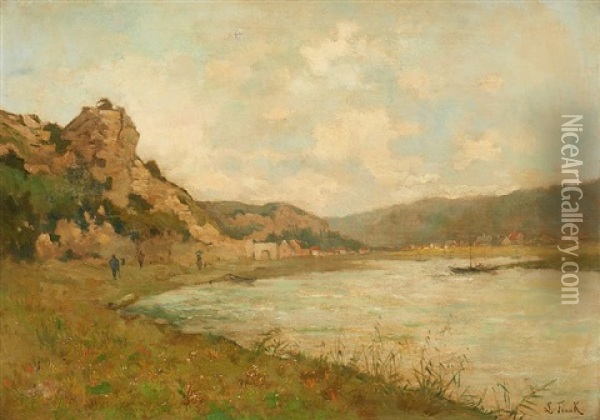 Vue De La Meuse A Anseremme Oil Painting - Lucien Frank