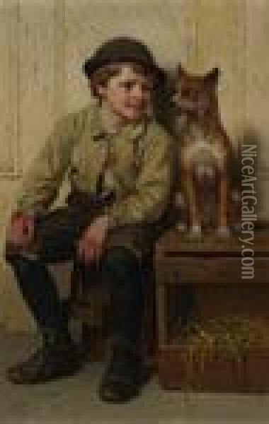 A Boy And His Companion Oil Painting - John George Brown