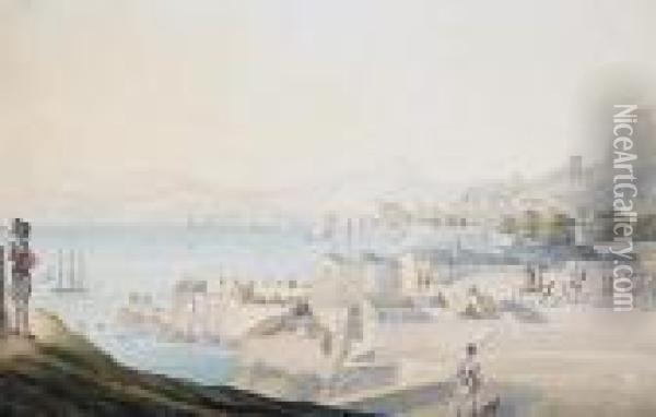 Gibraltar From The Straits Oil Painting - Thomas Staunton