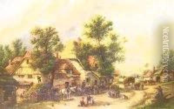 Village Scene Oil Painting - Masters Edward