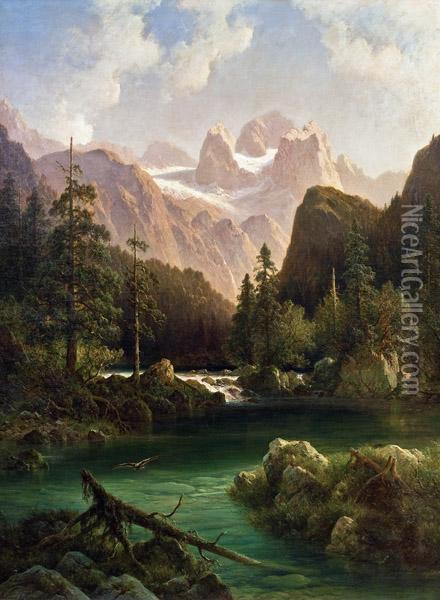 Blick Auf Den Dachstein Oil Painting - Julius Lange