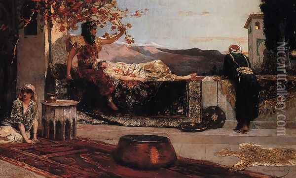 On the Terrace Oil Painting - Benjamin Jean Joseph Constant