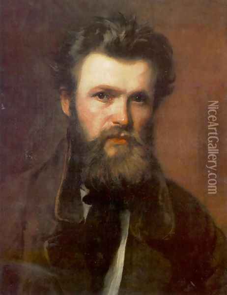 Portrait of Miklos Izso 1860s Oil Painting - Bertalan Szekely