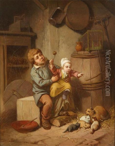 Domestic Scene Oil Painting - Leon Caille